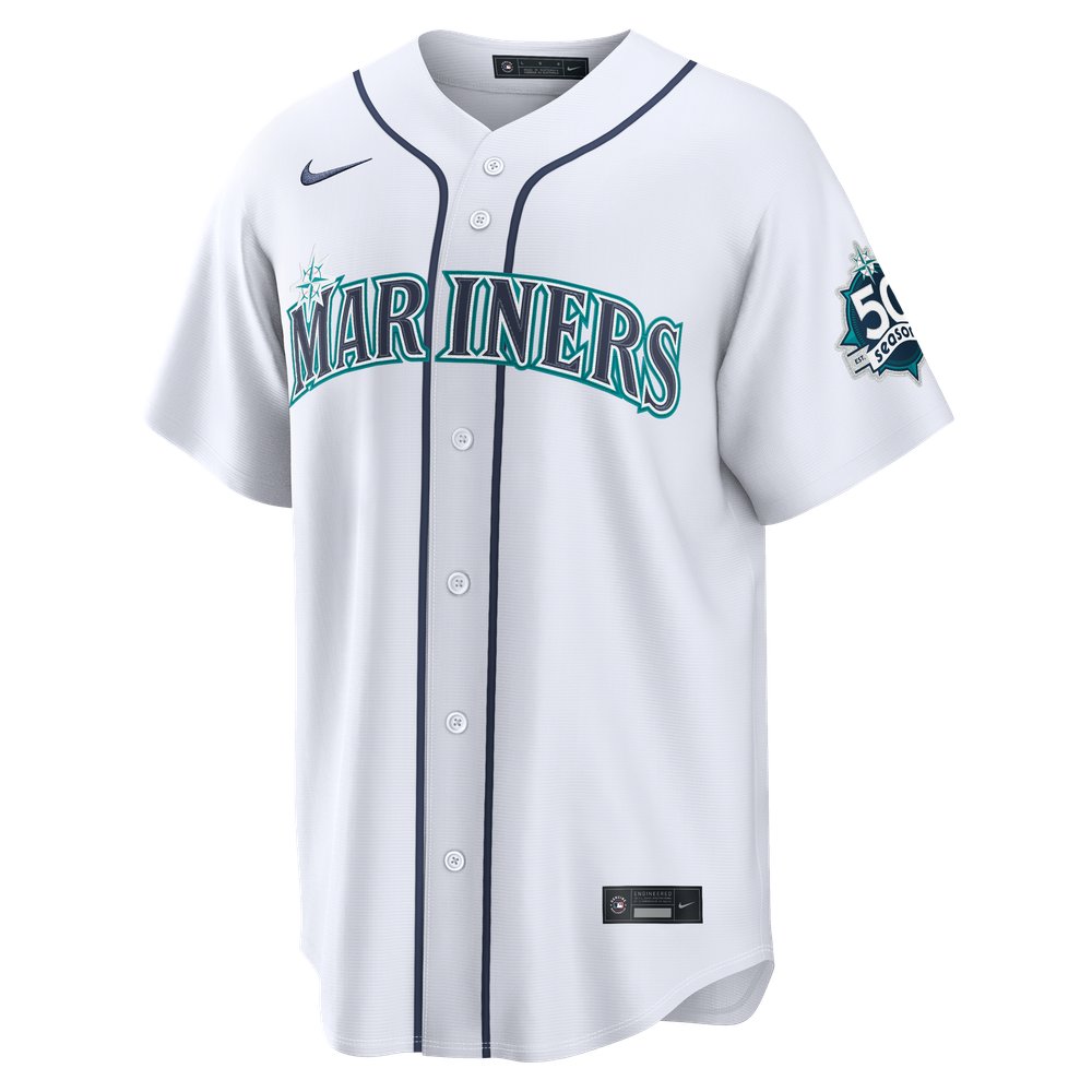 Cal Raleigh Seattle Mariners Home Stadium 50th Season Patch Jersey - White - Image 3
