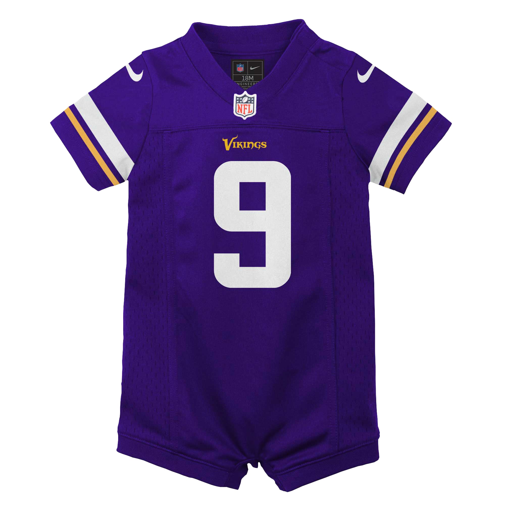 J.J. McCarthy Minnesota Vikings Newborn & Infant Romper Game Jersey - Purple - Image 3