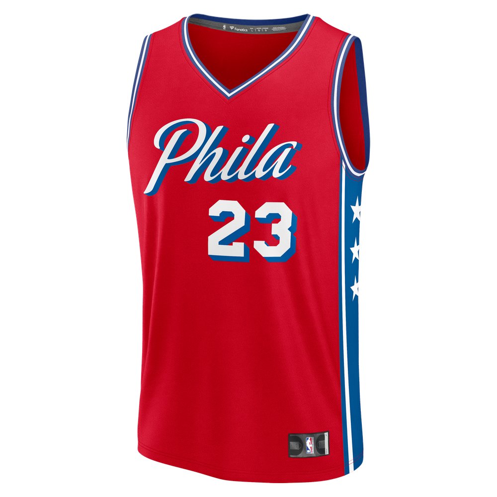 LeBron James Philadelphia 76ers Fast Break Jersey - Statement Edition - Red - Image 3