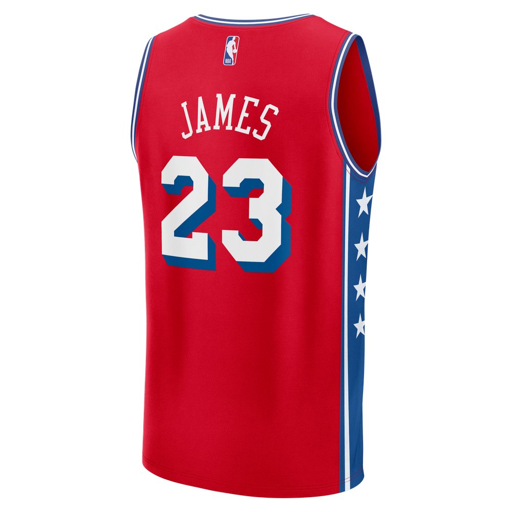 LeBron James Philadelphia 76ers Fast Break Jersey - Statement Edition - Red - Image 4