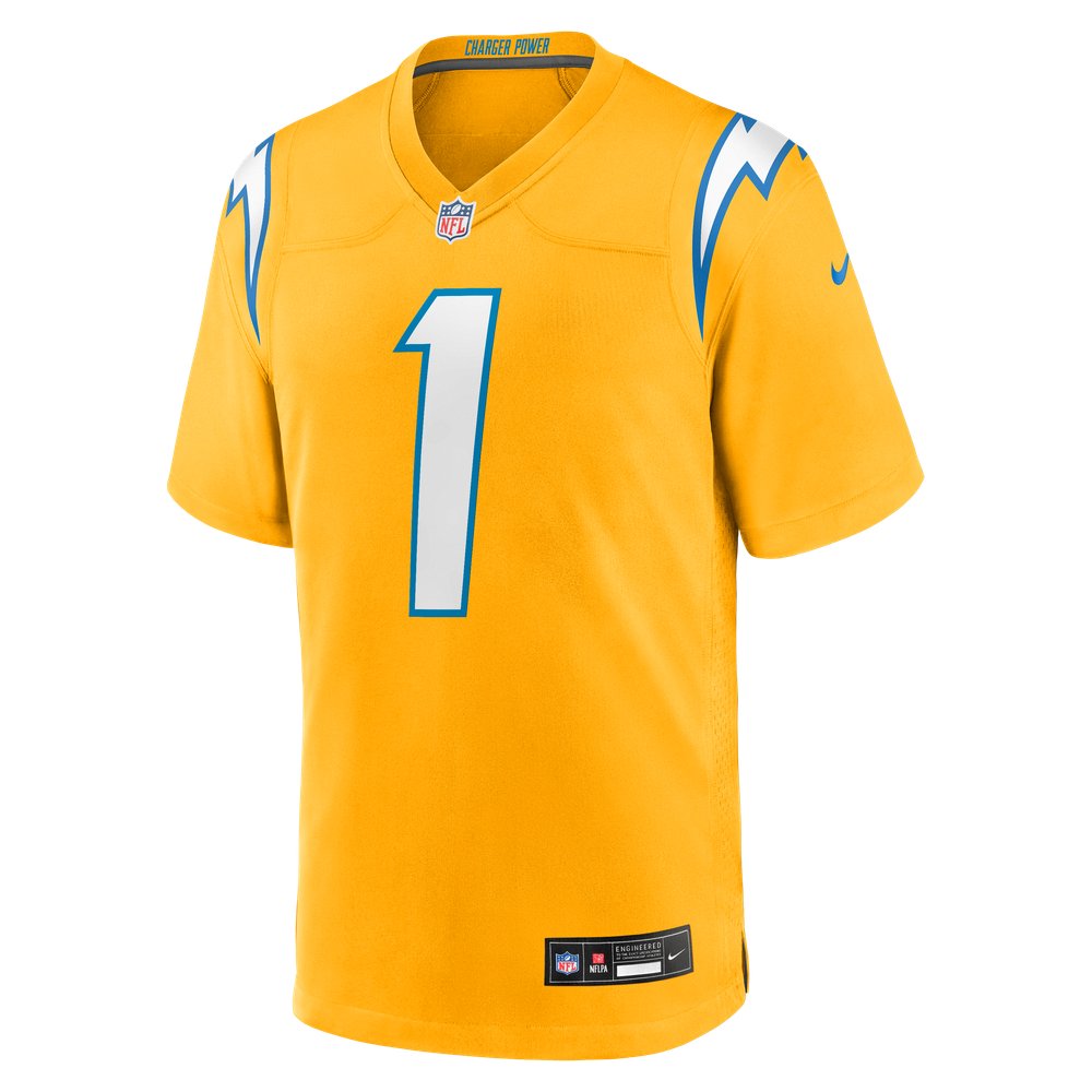 Quentin Johnston Los Angeles Chargers Alternate Charger Power Game Player Jersey - Gold - Image 8