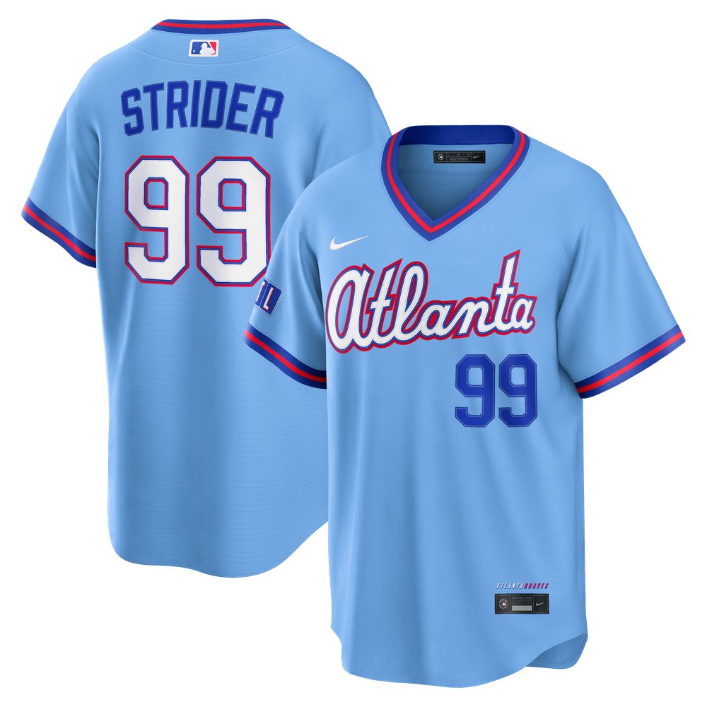Spencer Strider Atlanta Braves 2026 City Connect Stadium Jersey - Powder Blue - Image 2
